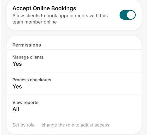 Додаток DaySync, права доступу учасника команди